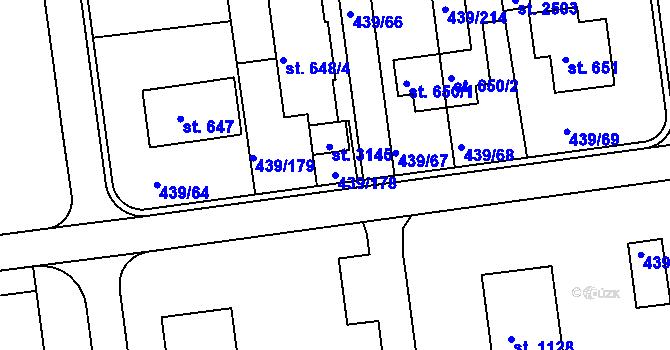 Parcela st. 439/178 v KÚ Otrokovice, Katastrální mapa