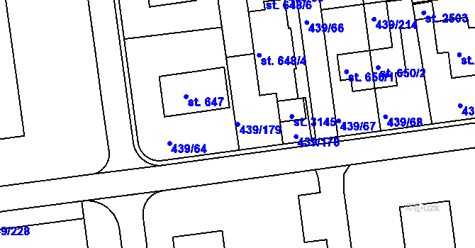 Parcela st. 439/179 v KÚ Otrokovice, Katastrální mapa