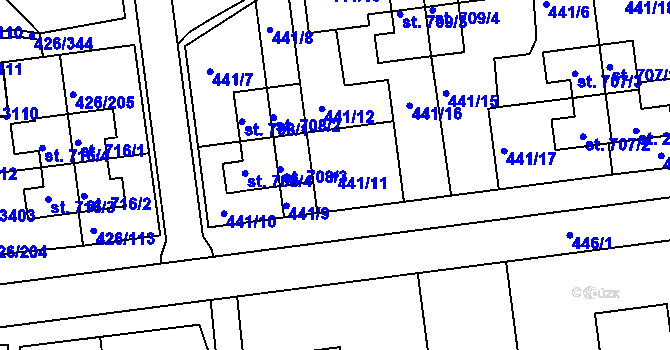 Parcela st. 441/11 v KÚ Otrokovice, Katastrální mapa