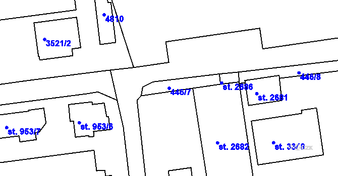 Parcela st. 446/7 v KÚ Otrokovice, Katastrální mapa