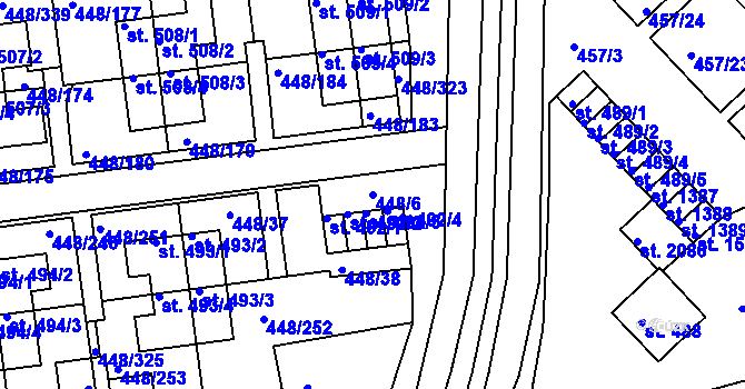 Parcela st. 448/6 v KÚ Otrokovice, Katastrální mapa