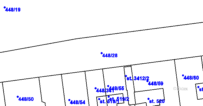 Parcela st. 448/28 v KÚ Otrokovice, Katastrální mapa