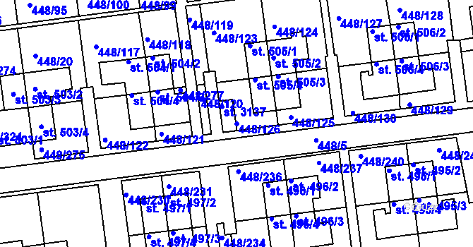 Parcela st. 448/126 v KÚ Otrokovice, Katastrální mapa