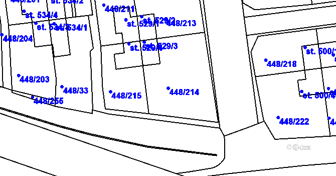 Parcela st. 448/214 v KÚ Otrokovice, Katastrální mapa