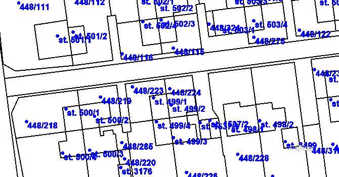 Parcela st. 448/224 v KÚ Otrokovice, Katastrální mapa