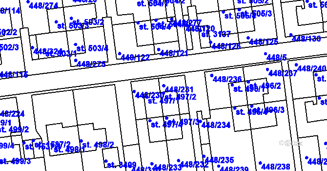 Parcela st. 448/231 v KÚ Otrokovice, Katastrální mapa