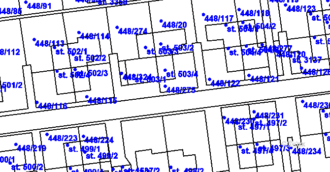 Parcela st. 448/275 v KÚ Otrokovice, Katastrální mapa