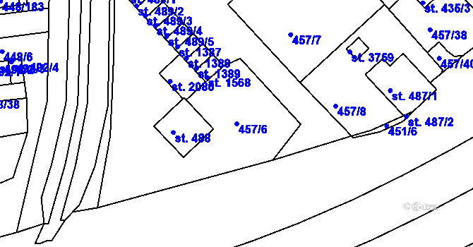 Parcela st. 457/6 v KÚ Otrokovice, Katastrální mapa