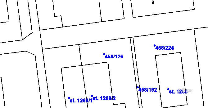 Parcela st. 458/126 v KÚ Otrokovice, Katastrální mapa