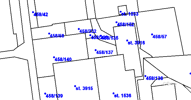 Parcela st. 458/137 v KÚ Otrokovice, Katastrální mapa
