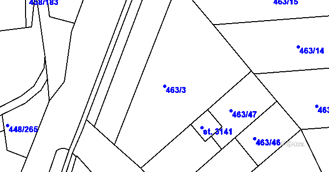 Parcela st. 463/3 v KÚ Otrokovice, Katastrální mapa