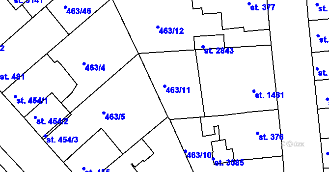 Parcela st. 463/11 v KÚ Otrokovice, Katastrální mapa