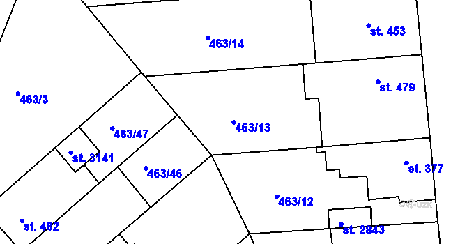 Parcela st. 463/13 v KÚ Otrokovice, Katastrální mapa