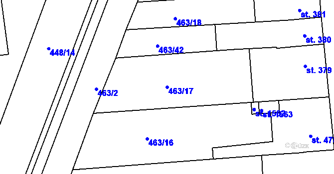 Parcela st. 463/17 v KÚ Otrokovice, Katastrální mapa