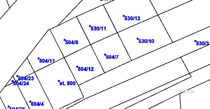 Parcela st. 504/7 v KÚ Otrokovice, Katastrální mapa