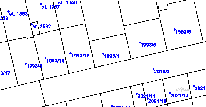 Parcela st. 1993/4 v KÚ Otrokovice, Katastrální mapa