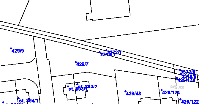 Parcela st. 2310/1 v KÚ Otrokovice, Katastrální mapa