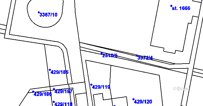 Parcela st. 2310/5 v KÚ Otrokovice, Katastrální mapa