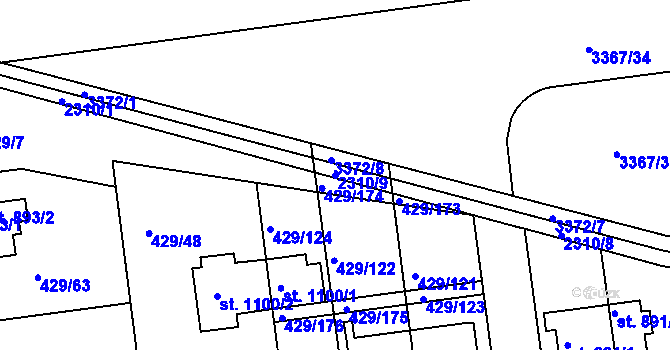 Parcela st. 2310/9 v KÚ Otrokovice, Katastrální mapa