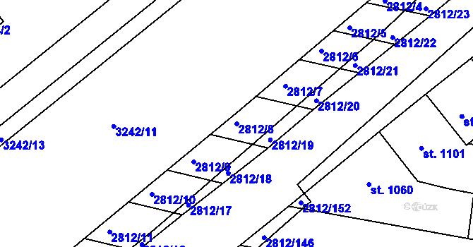 Parcela st. 2812/8 v KÚ Otrokovice, Katastrální mapa