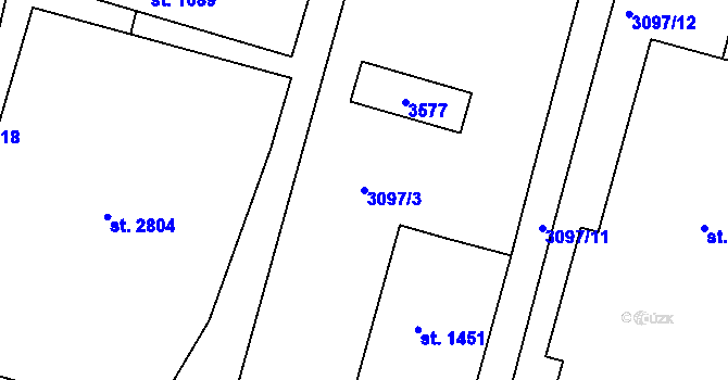 Parcela st. 3097/3 v KÚ Otrokovice, Katastrální mapa