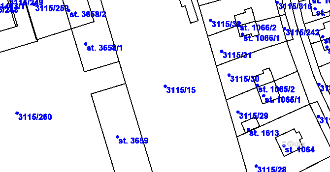 Parcela st. 3115/15 v KÚ Otrokovice, Katastrální mapa