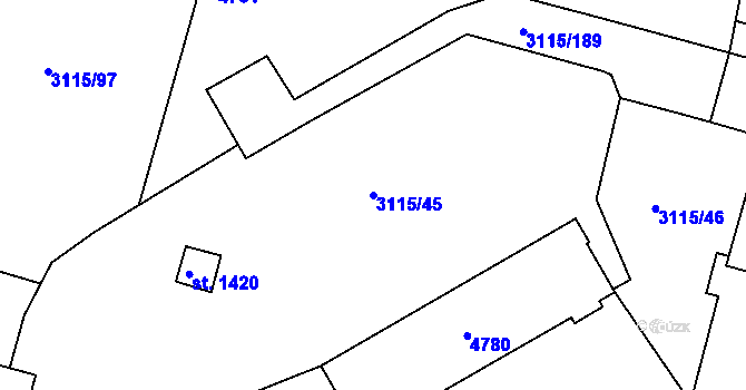 Parcela st. 3115/45 v KÚ Otrokovice, Katastrální mapa
