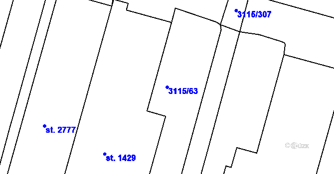 Parcela st. 3115/63 v KÚ Otrokovice, Katastrální mapa