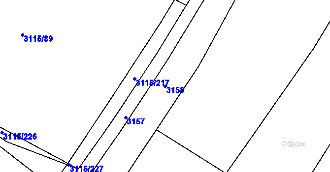 Parcela st. 3158 v KÚ Otrokovice, Katastrální mapa