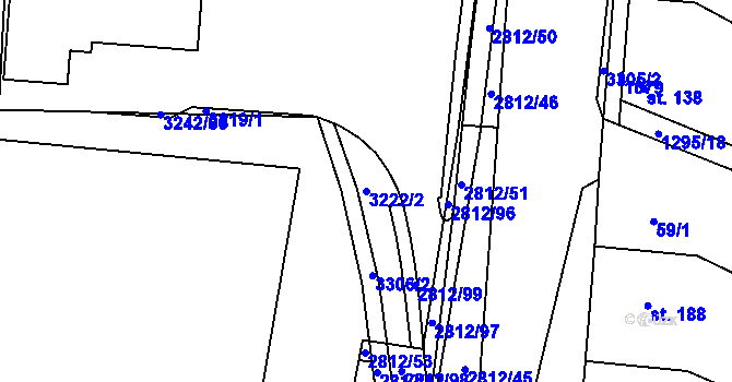 Parcela st. 3222/2 v KÚ Otrokovice, Katastrální mapa