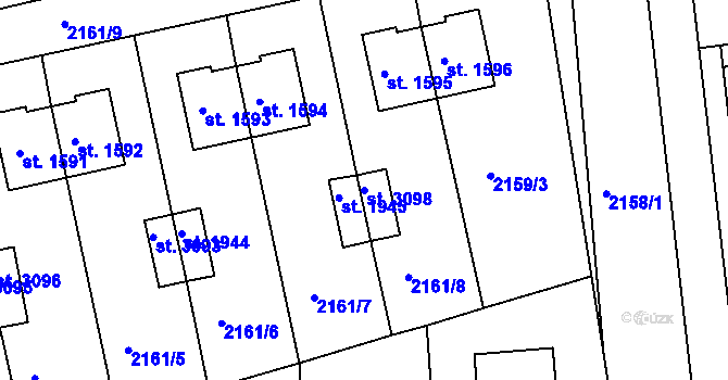 Parcela st. 3098 v KÚ Otrokovice, Katastrální mapa