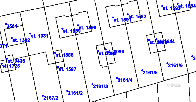 Parcela st. 3095 v KÚ Otrokovice, Katastrální mapa