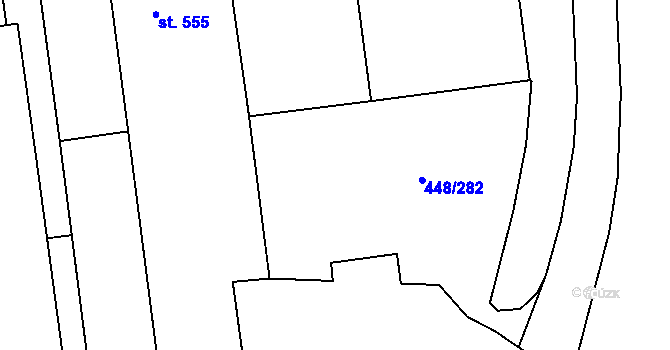 Parcela st. 448/282 v KÚ Otrokovice, Katastrální mapa