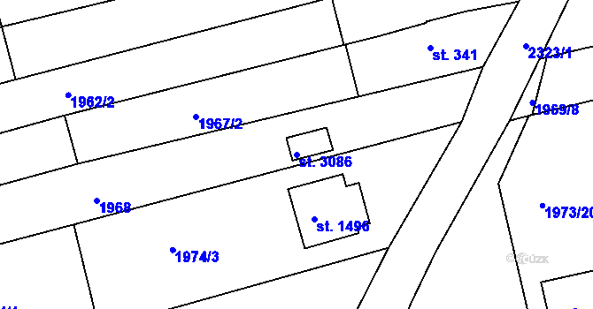 Parcela st. 3086 v KÚ Otrokovice, Katastrální mapa