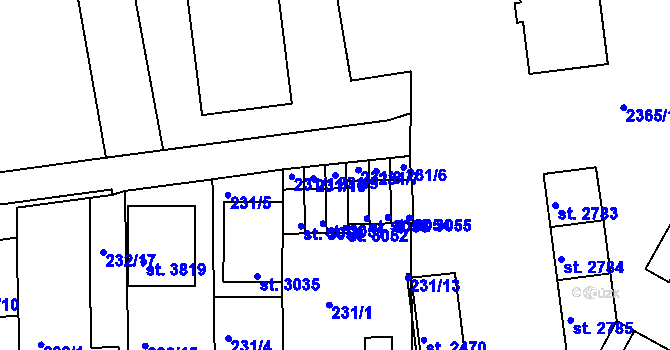 Parcela st. 231/9 v KÚ Otrokovice, Katastrální mapa