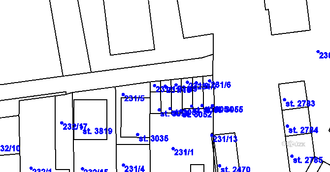 Parcela st. 231/10 v KÚ Otrokovice, Katastrální mapa
