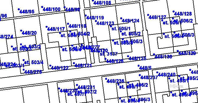 Parcela st. 3137 v KÚ Otrokovice, Katastrální mapa