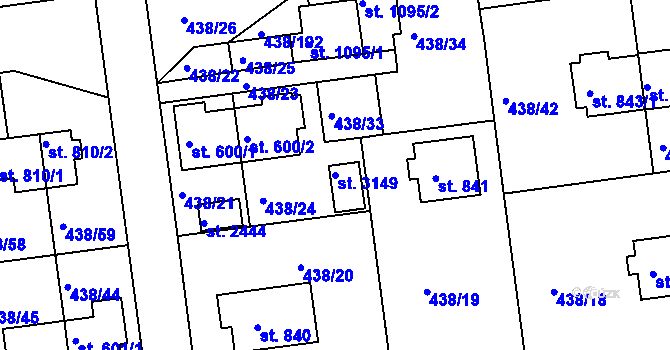Parcela st. 3149 v KÚ Otrokovice, Katastrální mapa