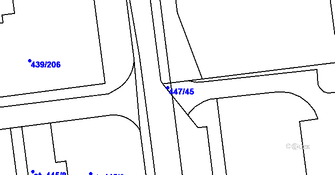 Parcela st. 447/45 v KÚ Otrokovice, Katastrální mapa