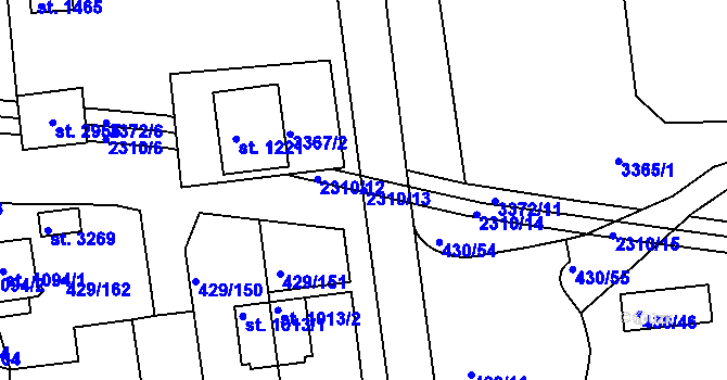Parcela st. 2310/13 v KÚ Otrokovice, Katastrální mapa