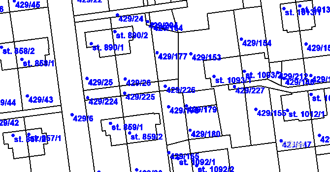 Parcela st. 429/226 v KÚ Otrokovice, Katastrální mapa
