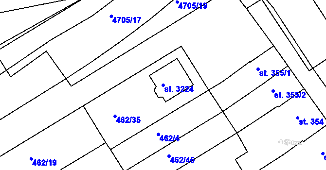 Parcela st. 3224 v KÚ Otrokovice, Katastrální mapa