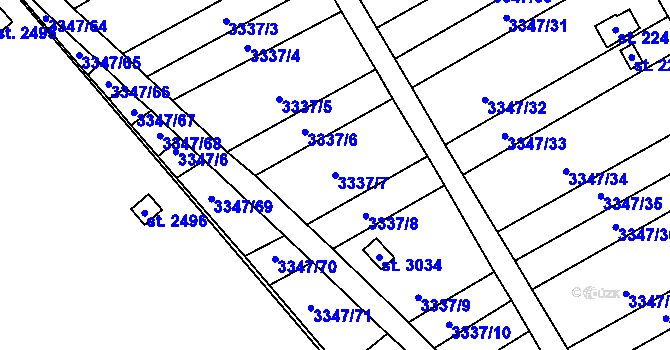 Parcela st. 3337/7 v KÚ Otrokovice, Katastrální mapa