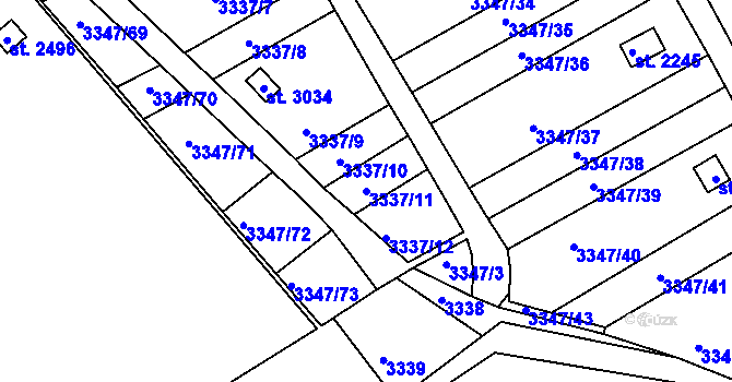 Parcela st. 3337/11 v KÚ Otrokovice, Katastrální mapa
