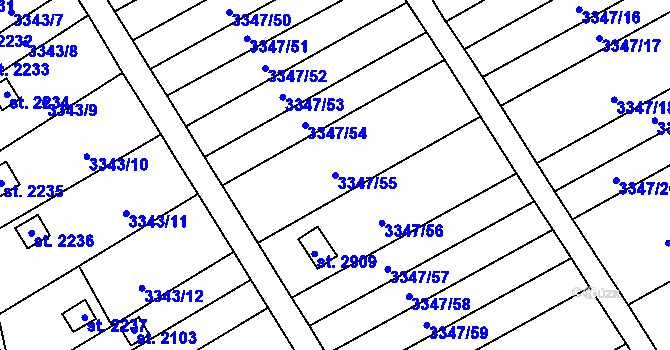 Parcela st. 3347/55 v KÚ Otrokovice, Katastrální mapa