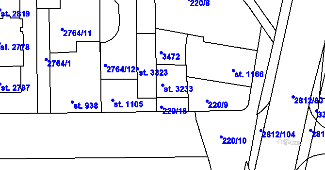 Parcela st. 3233 v KÚ Otrokovice, Katastrální mapa
