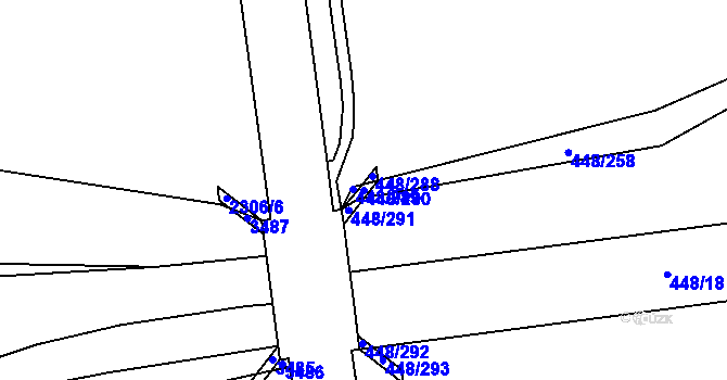 Parcela st. 448/290 v KÚ Otrokovice, Katastrální mapa