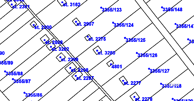 Parcela st. 3280 v KÚ Otrokovice, Katastrální mapa