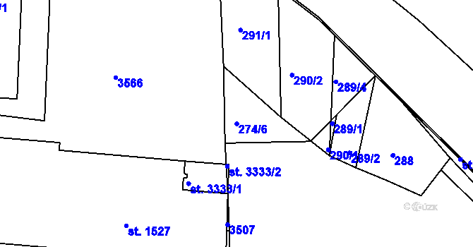 Parcela st. 274/6 v KÚ Otrokovice, Katastrální mapa