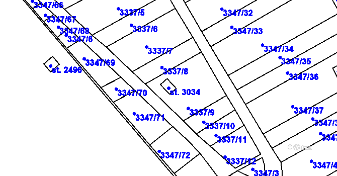 Parcela st. 3034 v KÚ Otrokovice, Katastrální mapa